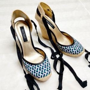 WHBM Carly Espadrille Tie Up Print Wedges